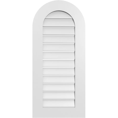 Ekena Millwork Round Top Surface Mount PVC Gable Vent: Functional, w/ 3-1/2"W x 1"P Standard Frame, 18"W x 40"H GVPRT18X4001SF
